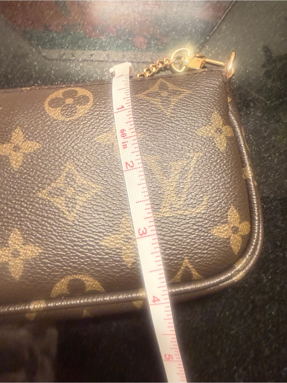 Brown Monogram Mini Bag with Gold Chain - Picture 7 of 12